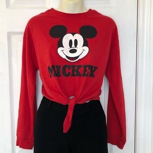Disney Mickey Mouse tie front sweater, red, large
